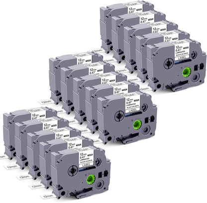 15Pack TZe TZ Tape 12mm 0.47 Laminated White Replacement for Brother P-Touch TZe-231 TZC-231 Label Maker Tape Compatible with Brother Label Maker PT-D210 PT-D220 PT-H110