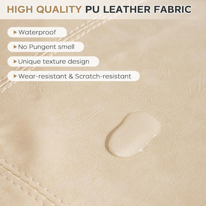 17.7" Square Unstuffed Pouf Ottoman Cover, Pu Leather Poufs Cube Foot Stool Poofy Ottomans Footrest, Decorative Casual Footstool for Living Room, Perfect to Rest Your Feet, Only Cover No Filler, Beige