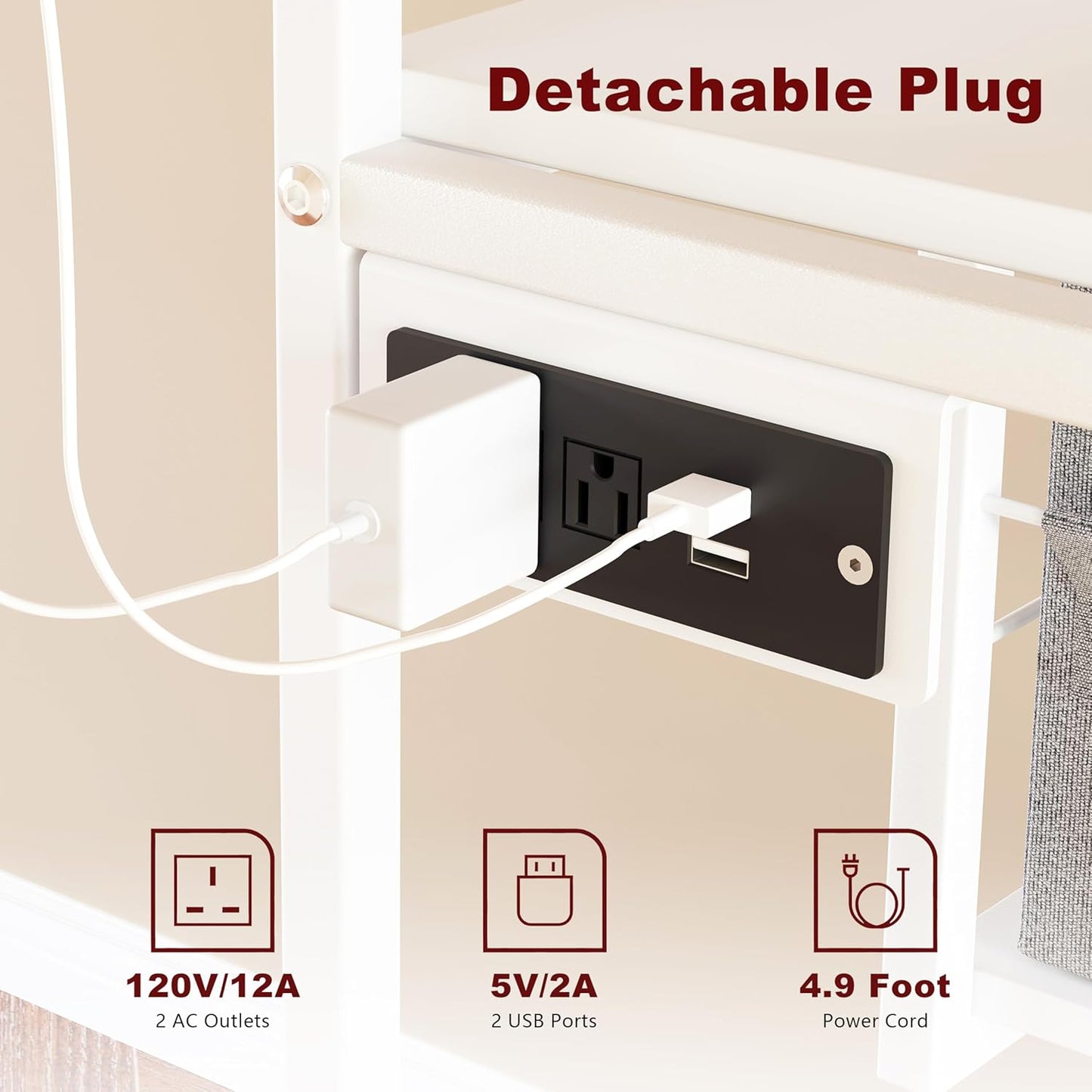 3 Tier Heavy Duty Printer Stand with Storage, Computer Tower Stand with Industrial Wheels & Drawer, Large Mobile Printer Table for Home Office Organization (Pearl White)