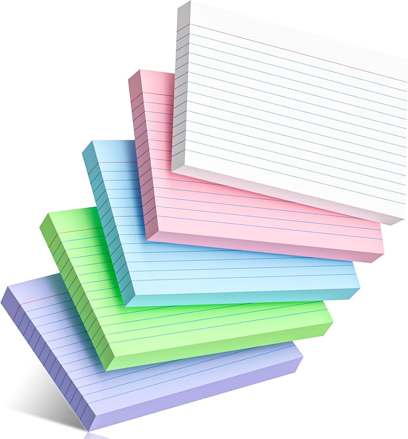 Index Cards 4 x 6 Inch 200 Pcs Ruled Color Index Cards, College Ruled Flash Cards for School, College, Office and Home Organization, Durable Study To Do List Note Cards with Ruled Lines, 5 Pack of 40