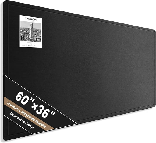 Large Bulletin Board, 60 X 36 Inches Felt Cork Board with 40 Pushpins, Foldable Felt Notice Pin Board Photo Display Board with Self-Adhesive Tape for Office Home School