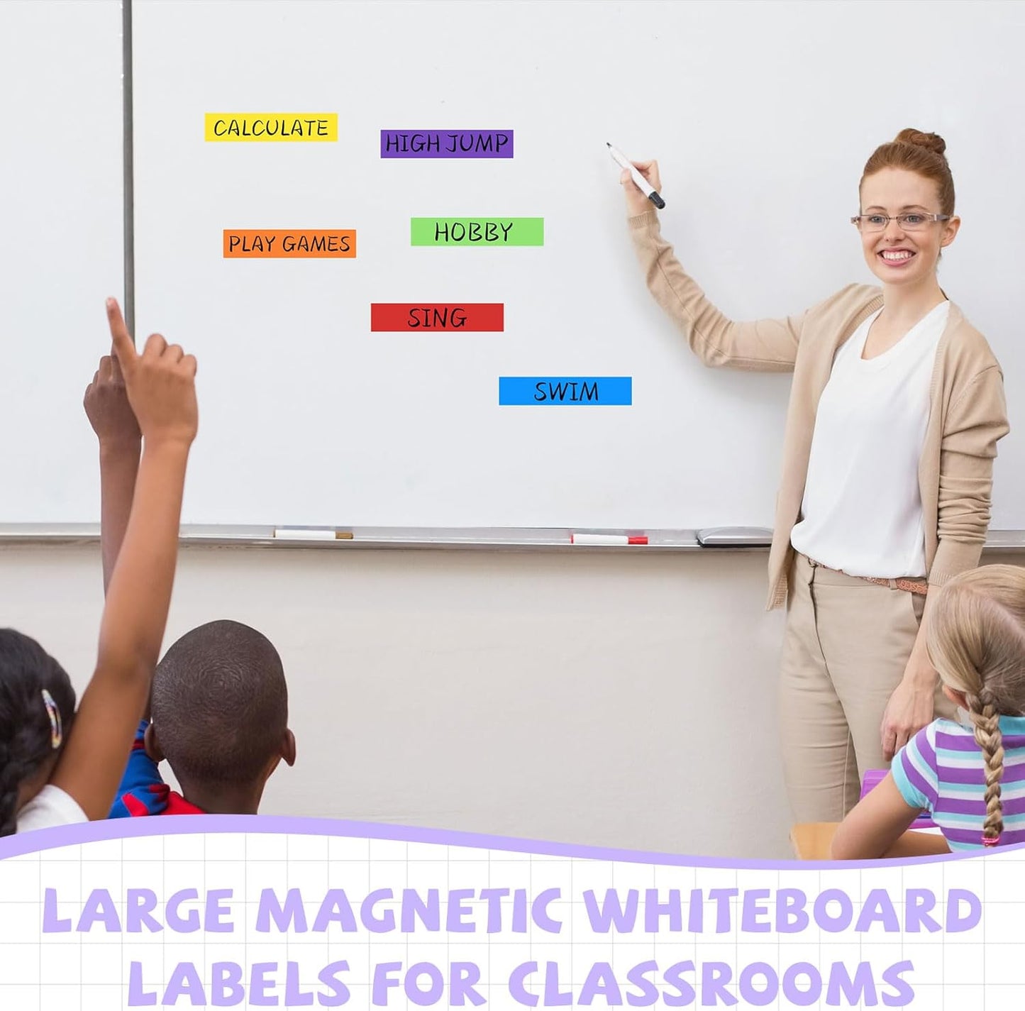 6 Pcs Dry Erase Magnetic Strips for Classroom, Rainbow Colors Magnetic Tape Roll Blank Magnets Sticky Labels Writable Flexible Magnet Sheet for Whiteboard Refrigerator (2 in X 9.8 ft)