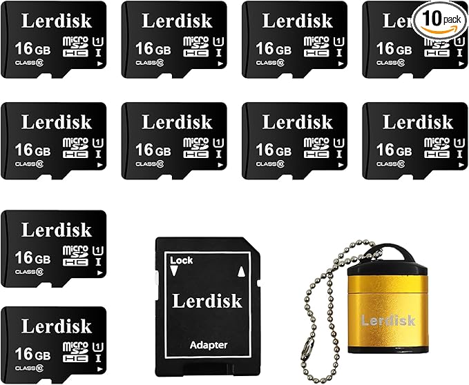 Factory Wholesale Micro SD Card 16GB U1 Pack of 10 in Bulk Micro SDHC with SD Adapter Produced by Authorized Licencee(16GB)