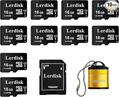 Factory Wholesale Micro SD Card 16GB U1 Pack of 10 in Bulk Micro SDHC with SD Adapter Produced by Authorized Licencee(16GB)