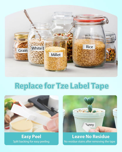 Unismar 5-Pack TZ Tape 12mm 0.47 Laminated White Compatible for Brother P Touch Label Maker Tape TZe-231 TZe231 TZe-2312pk 1/2" Refills for Ptouch PT-D220 D210 D610BT D200 1280, Black on White