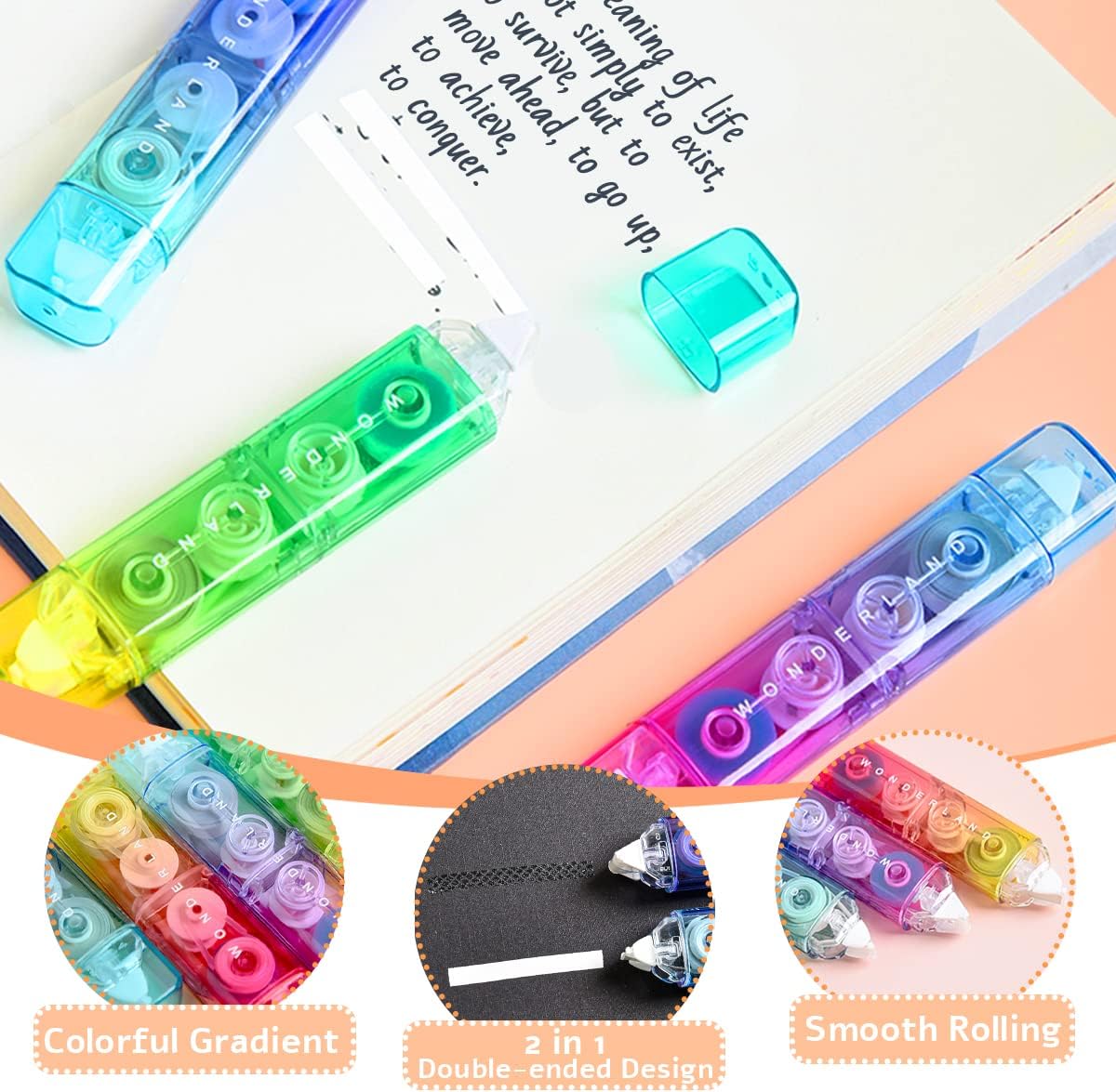 Benvo Correction Tape Quick Dry and 2 Sided Sticky Tape Runner Easy to Use Applicator for Instant Corrections Back to School, Office and Scrapbook Planner Supplies