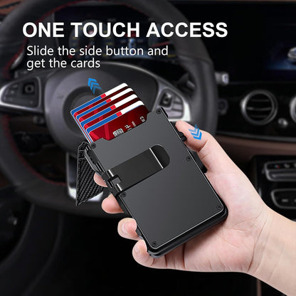 Airtag Wallet for Men, Mens Smart Wallet for Air Tag RFID Blocking, Minimalist Bifold Pop Up Aluminum Credit Card Case Holder 12+ Cards with ID Window, Gift for Men, No Airtag Included, Carbon Fiber