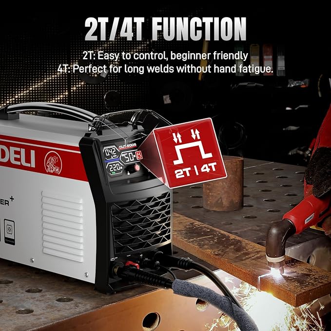 ANDELI Plasma Cutter,50A Heavy Duty Non-Touch Pilot Arc，3/4''Maximum Cut 110/220V，Upgraded LED Display，Exclusive ECO Mode，Expanded Plate Cutting,Rust Removal,PT/2T/4T