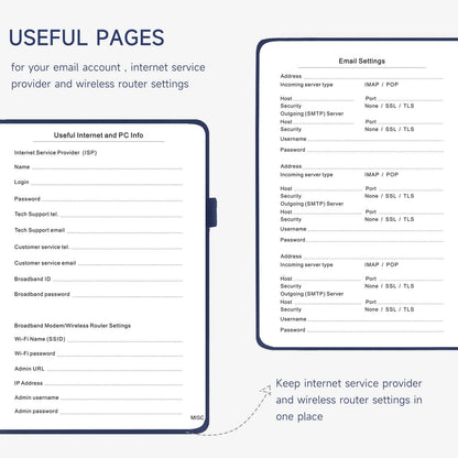 Password Book with Alphabetical Tabs – Hardcover Internet Address & Password Organizer – Password Keeper Notebook for Computer & Website – 5.2 x 7.6" Log-in Password Journal w/Thick Paper (Navy Blue)