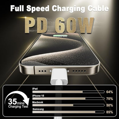 Quntis USB C Cable, USBC to USBC Fast Charging Cable Nylon Braided (3ft 60W, 1-Pack) for iPhone 16/15 Pro/Plus/Pro Max, iPad mini 6/7/Pro/Air, MacBook Air/Pro, Samsung Galaxy S24 and More (White)