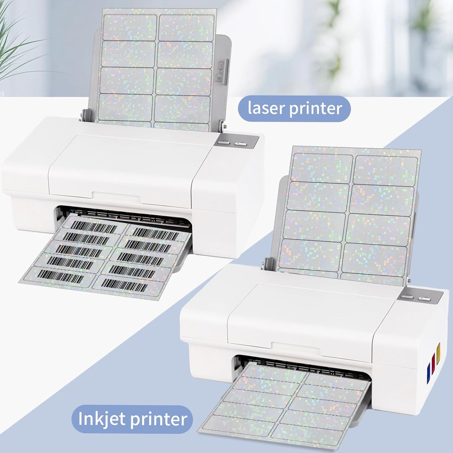 STARLIBOO Transparent Stickers Labels - 2" x 4" Clear Address Labels Mailing Stickers for Laser/Inkjet Printer 8.5"×11"- 20 Sheet (Clear Holographic Dot)