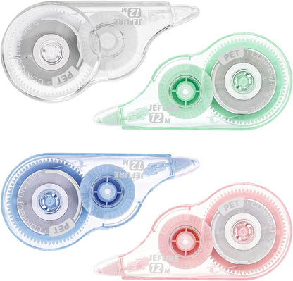 4 Pcs Colorful Core Correction Tape, 39.37 Ft White Wrong Out Tear-Resistant Bulk, Instant Corrections Easy to Use Applicator for School, Office, Note Taking, Journal (Tape Width 0.2 in)