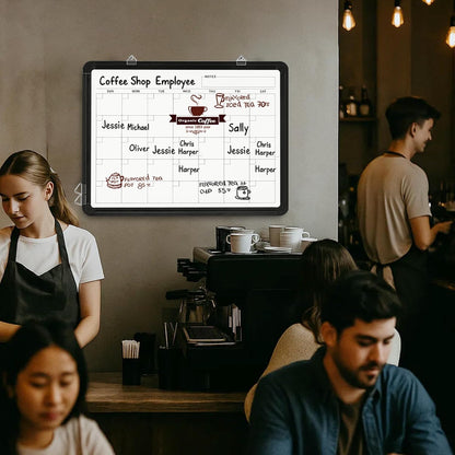 VUSIGN Monthly Dry Erase Calendar Whiteboard for Wall, 16" X 12" Double-Sided Board, Hanging Whiteboard Dry Erase for Office, Desk, Kitchen, Dorm, Black