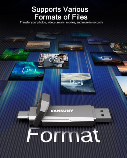 Vansuny 512GB Portable External SSD - USB 3.2 Gen 2 Dual A + C Solid State Drive Up to 1000MB/s for Android Phone, Tablet, Laptop, MacBook, PC