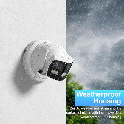 8MP Dual Lens IP PoE Camera, Outdoor Dome Security Dome Camera with 180° Panoramic View, Waterproof IP67, Light Color Night Vision, Two-Way Audio, Human/Vehicle Detection, IND8CD99G