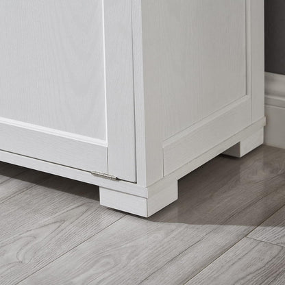 OLD CAPTAIN Double Tilt Out Trash Cabinet, Wooden Kitchen Garbage Can Free Standing Holder (White)…