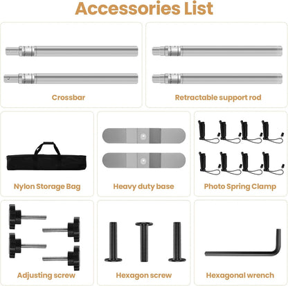 Jiang&Rong 10x10ft Heavy Duty Backdrop Stand Kit - Adjustable Step and Repeat Photo Banner Stand for Photography, Trade Shows, Photo Booths, Events(Silver)