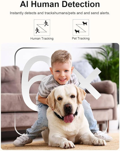 4K Wireless Security Camera, WiFi Indoor Camera, Cameras for Home Security, Baby Monitor, Nanny Cam with Night Vision, AI Motion Detection, Live View