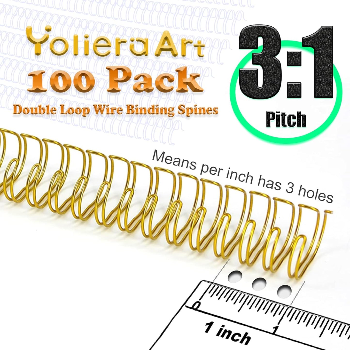 100 Pack Double Loop Wire Binding Spines, YolieraArt Wire Binding Spines, 5/8 Inch Binding Wire for Letter Size (140 Sheet Capacity, 100P, 3:1 Pitch, Red)
