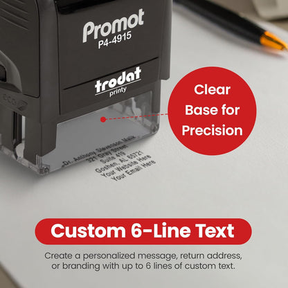 Promot Self Inking Stamp - Extra Large Wide Custom Stamp for Name, Address, Office, or Business Use - Up to 8-Line Personalized Rubber Stamp - Customizable Font & Ink Color - Personalized Name Stamp