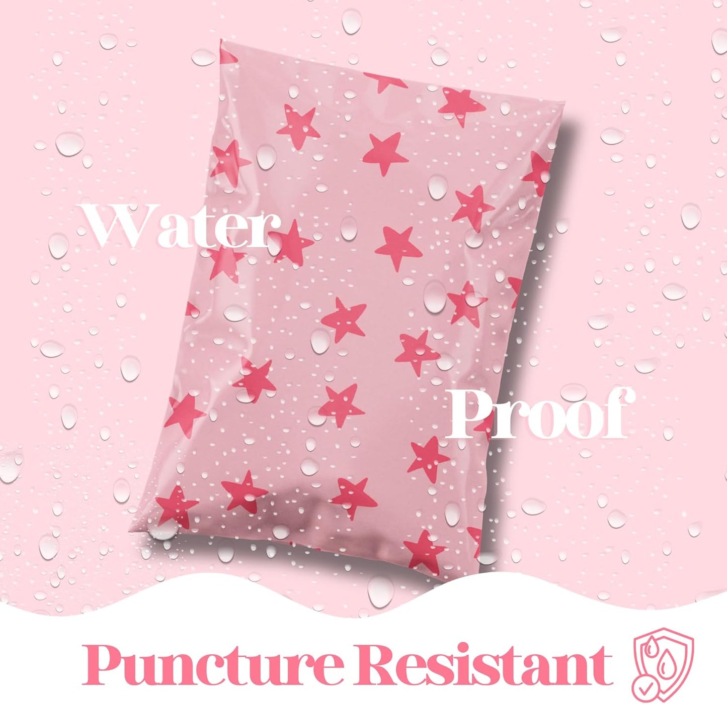 6x9 Designer Poly Mailer 100 Pack Heavy Duty Waterproof Self Seal Shipping Bags for Small Business Large Mailing Envelopes Bulk Tear Resistant Cute Packaging Seeing Stars Pink
