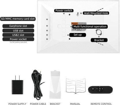 WiFi Digtial Wall Clock,Desk Clock with Weather Temperature Humidify,10 Day Weather Forecast,Weather Station with Digital Calendar and Dementia Alarm Clocks for Seniors. (White, 10.1 inches)