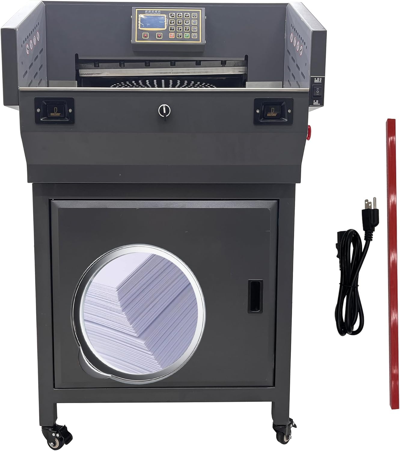 Electric Paper Cutter 110V Programmable Guillotine Cutter with LCD Display Double Safety Buttons Maximum Cutting Length 490mm Three Cutting Modes for Cutting Books Pictures Documents Files