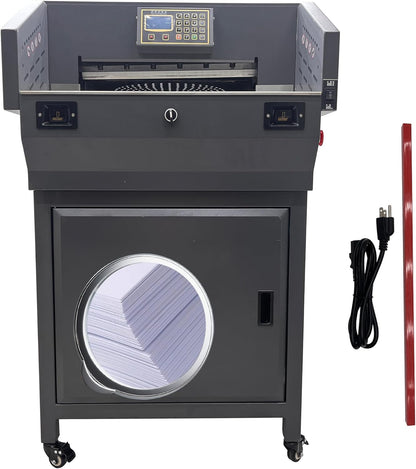 Electric Paper Cutter 110V Programmable Guillotine Cutter with LCD Display Double Safety Buttons Maximum Cutting Length 490mm Three Cutting Modes for Cutting Books Pictures Documents Files