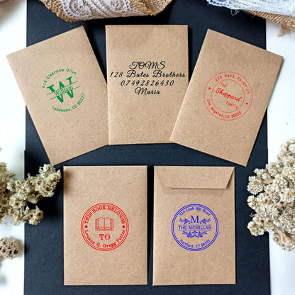 Custom Round Stamp Personalized Self-Inking Rubber Stamps Customized Business Label Stamp Return Address Rubber Office Name Text Logo 4 Ink Color