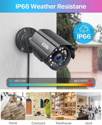 ZOSI 3K Lite 8CH Security Camera System with AI Human/Vehicle Detection,Night Vision,H.265+ 5MP 8Channel CCTV DVR with 1TB Hard Drive,8pcs 1920TVL 1080p Outdoor Indoor Cameras,for Home 24/7 Recording