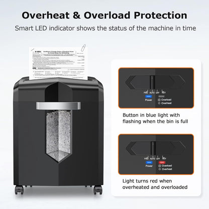 Bonsaii 12-Sheet Micro Cut Shredders for Home Office, 60 Minute P-4 Security Level Paper Shredder for CD, Credit Card, Mails, Staple, Clip, with Jam-Proof System & 4.2 Gal Pullout Bin C266-B