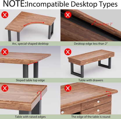 Desktop Keyboard Tray, Under Desk Pull Out,25.59" X 11.81" Large Size Radian Keyboard Tray with C-Clip Mount, Easy Installation, Computer Keyboard Stand, for Home Study and Office(Black)