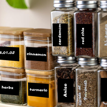 Starboling Chalkboard Labels,300 Pcs 2.4x1.6inch Square Label Chalk Stickers with White Chalk Marker,Reusable Waterproof Blackboard Stickers,for Jars,Bottles,Storage Bins