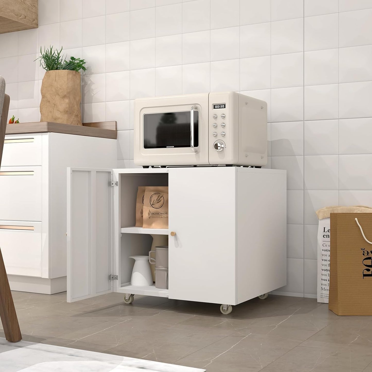 Metal Printer Stand, Large Printer Table with Wheels, Heavy Duty Printer Cabinet Stand, Printer Stand with Storage, Modern Printer Stands for Home Office, Copier, Computer, Fax