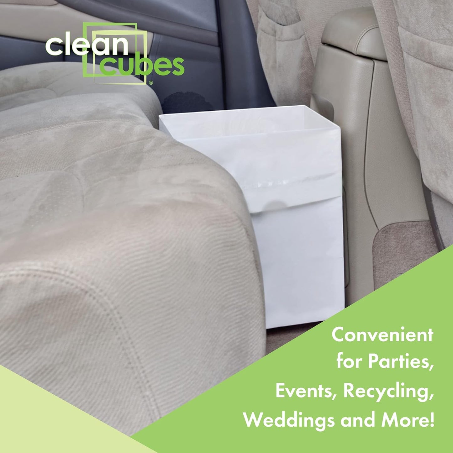 | 4 Gallon Disposable Trash Cans (6-Pack) with Fitted Trash Bags - Reusable Garbage and Recycling Bins for Parties, Events, and More (White - 12” Height x 10” Width x 8” Depth)