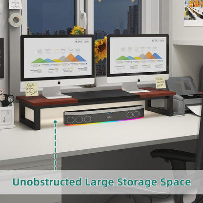 Dual Monitor Stand Riser, 39Inch Large Monitor Stands for 2 Monitors, Computer Monitor Stand, Wooden Desktop Oraganizer Shelf for Office Desk Computer,Laptop,TV