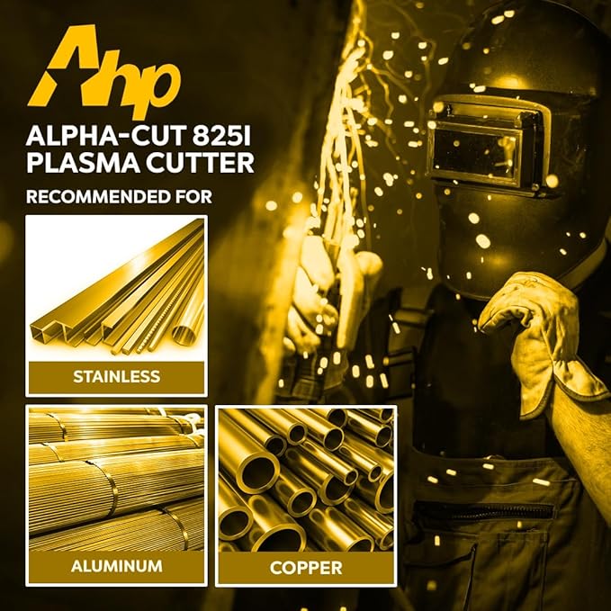 AHP Alpha-Cut 825i Plasma Cutter – 110V/220V Dual Voltage | 60 Amp | Clean Cuts Up to 7/8" | Pilot Arc Torch | Complete Kit Included