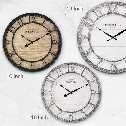 Presentime & Co 10" Farmhouse Series Wall Clock, Cottage Style, Vintage Design, Oil Rubbed Bronze