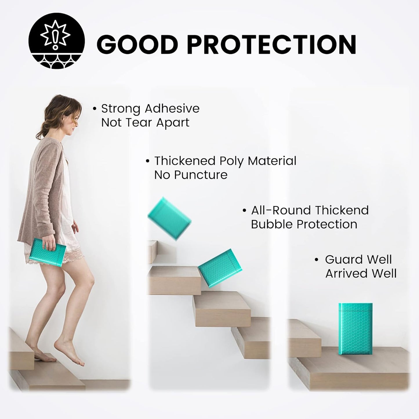 Fuxury Small Bubble Mailers 4x8" 100 Pack, Teal Bubble Mailer, Self Seal Padded Envelopes Gifts Mailing Envelopes Bubble Padded, Bubble Envelopes for Shipping, Small Business Usable Size 4x7"