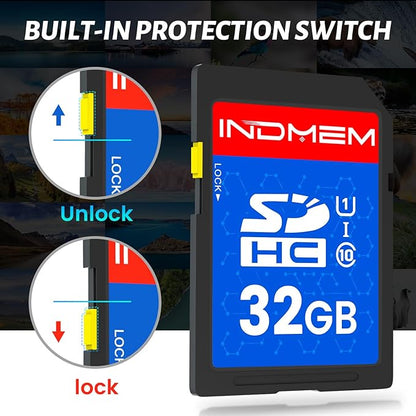 INDMEM SD Card 32GB, 8 Packs Class 10 32GB Flash Memory Card MLC Standard Secure Digital Cards Camera Card