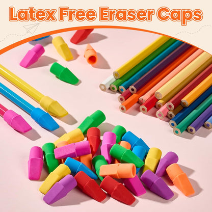 Sooez 120 Pack Pencil Top Erasers, Cap Pencil Eraser Toppers, Studying Supplies for Teachers Classroom Must Haves Pencil Erasers, 7 Colors