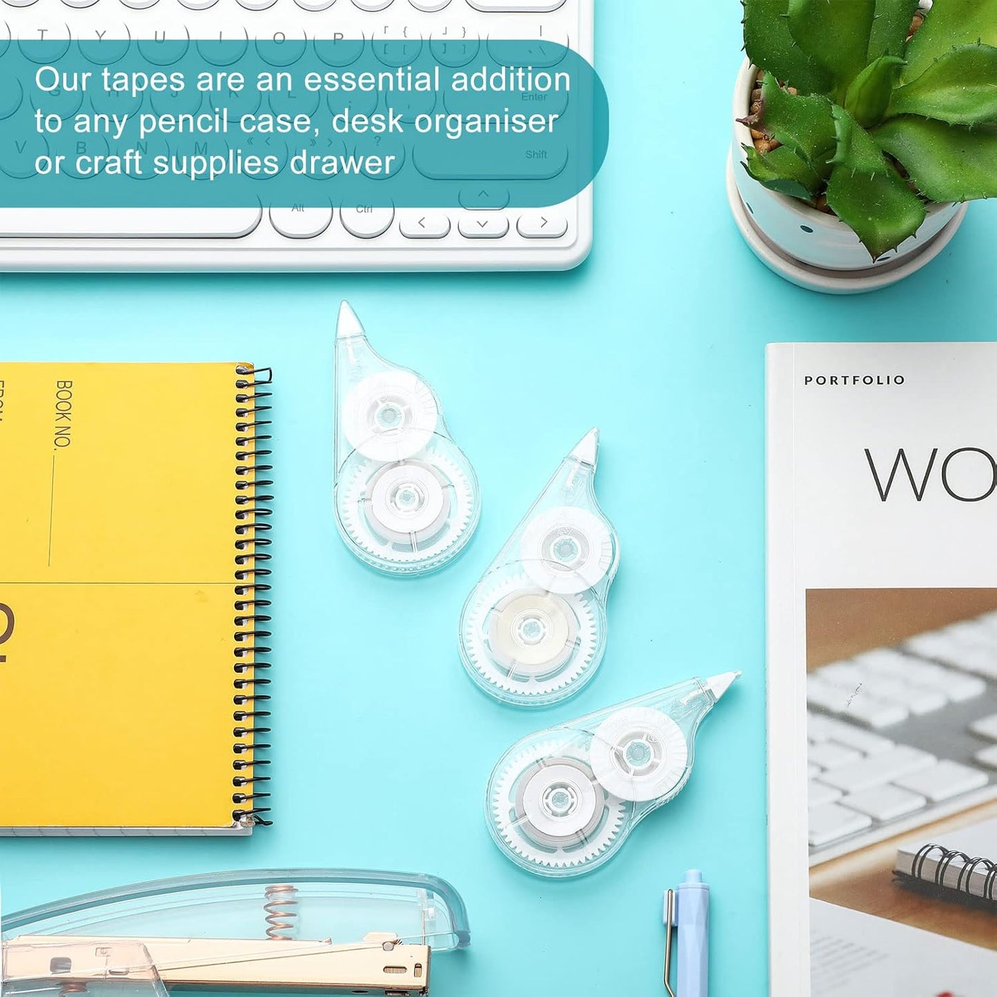 Nezyo 50 Count Clear Correction Tape Transparent Correction Roller Universal Correct Dispenser Supplies for School Office Teachers Students Corrector(White)