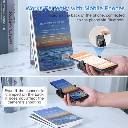 Eyoyo 2D QR Bluetooth Barcode Scanner, Mini Wireless Back Clip-on Phone Bar Code Scanner for 1D QR PDF417 Data Matrix Code Reader, Work with iPhone, Android, iOS for Warehouse Library Book Inventory