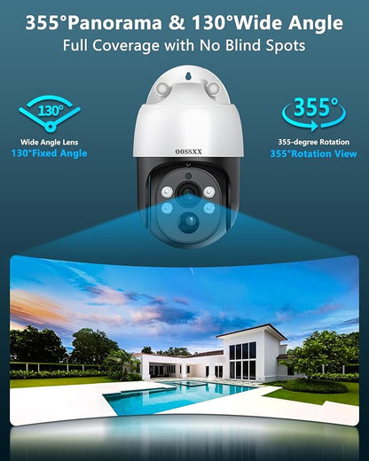4K & PTZ Digital Zoom 2-Way Audio PoE Outdoor Camera Home Security Camera System Wired Outdoor Video Surveillance IP Camera System DVR Kit,10’’ UHD Monitor