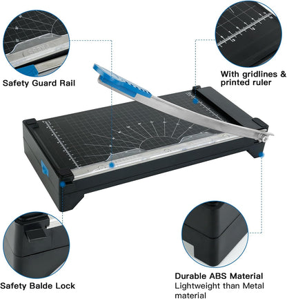 2-in-1 Paper Cutter Set – Guillotine & Rotary Paper Trimmer with Precision Grid, Safety Guard & Sharp Blade – Ideal for A4 Documents, Photos, Office & Craft Use