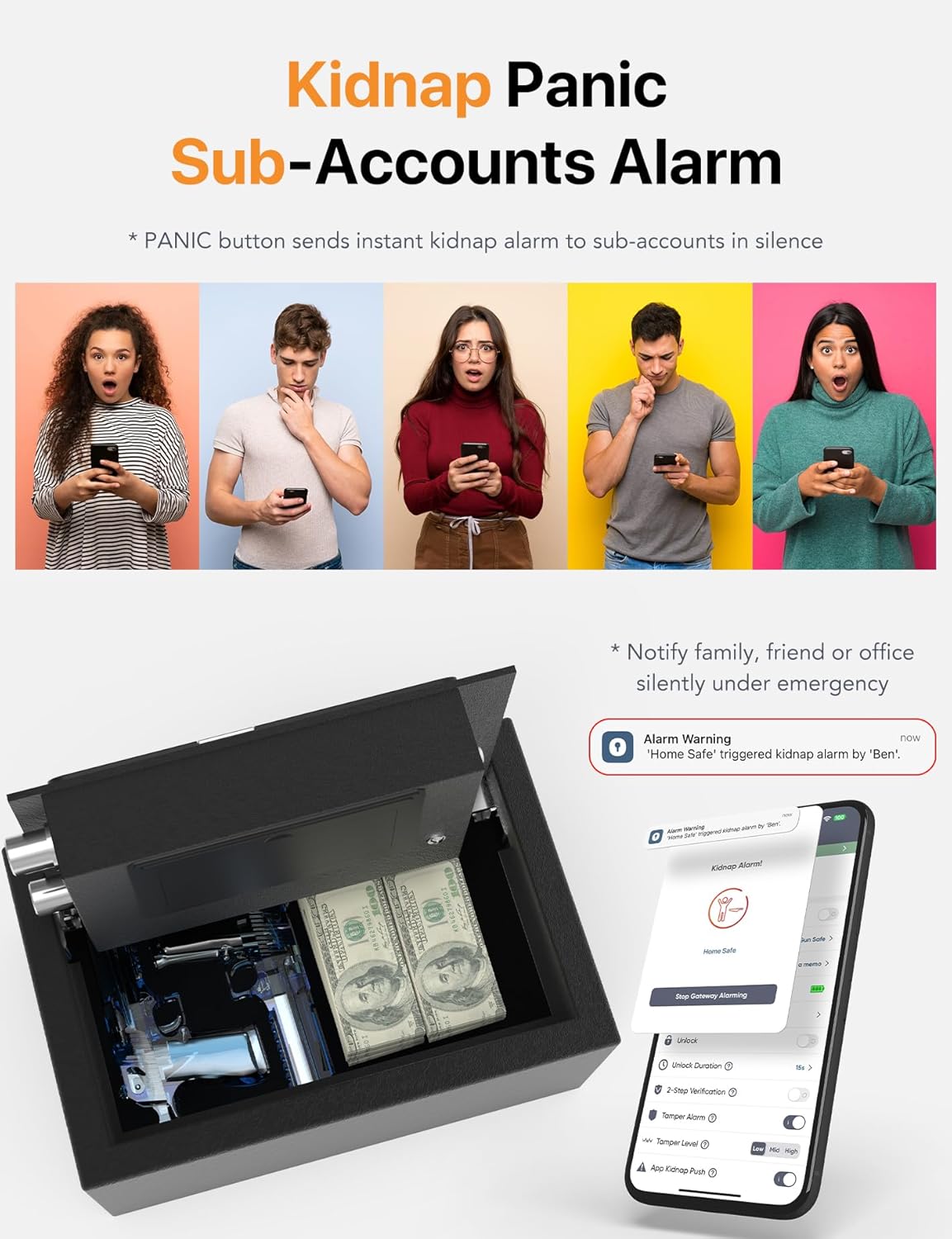 FORFEND Smart Home Safe | WiFi Safe Box App Lock/Alarm | Voice Command, Kidnap Alarm, Tamper Detect, Frozen Mode, Sub Account| Digital Safe Anti Theft