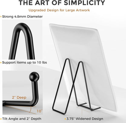 TR-LIFE Plate Stands/Holder for Display, 8 Inch, Large, Metal Frame for Picture, Decorative Platter, Book, Photo Easel (2 Pack)