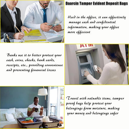 Opaque Bank Deposit Bags, 100pcs 9x12in Tamper Proof Bag, Cash Handling, Transportation, Transfer, Valuables, Secure Bank Pocket with Independent Barcode, Self Sealing Glue, Tamper Proof