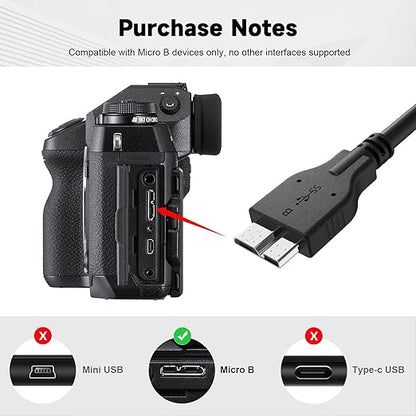 USB A to Micro B Cable, 5Gbps External Hard Drive Cable Cord USB 3.0 to Micro B Lead Compatible with Nikon Canon Camera, Western, WD Elements, Seagate Expansion, Toshiba Canvio, Westgate