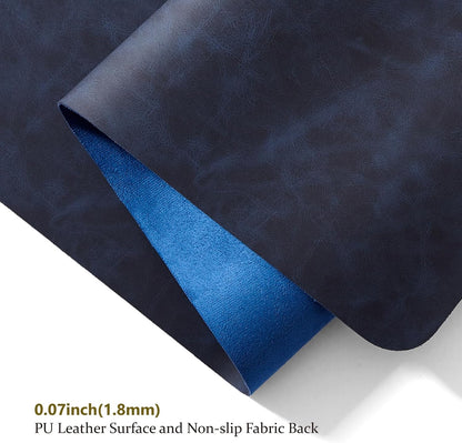 Distressed Leather Desk Mat - Non-Slip PU Desk Pad for Office and Home - Desk Organization and Accessories - Ideal for Large Mouse Pad and Desk Mats on Top of Desks(Navy Blue,27.6"x 13.8")